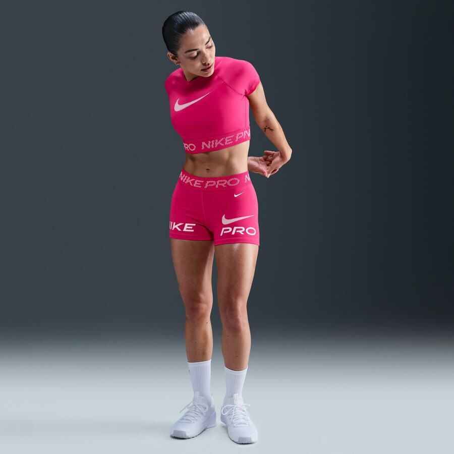 Nike Pro Dri-FIT korte damestop met korte mouwen en graphic Roze - Foto 3