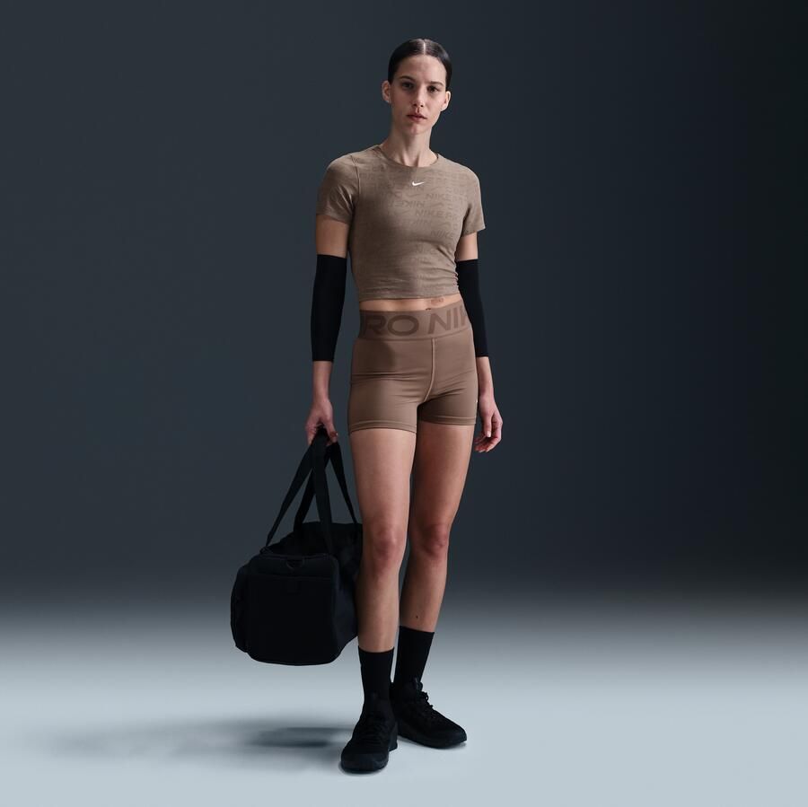 Nike Pro Dri-FIT korte damestop van jacquard met korte mouwen Bruin - Foto 3