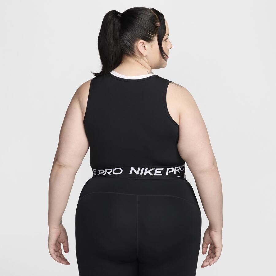 Nike Pro Dri-FIT korte tanktop voor dames (Plus Size) Zwart - Foto 4