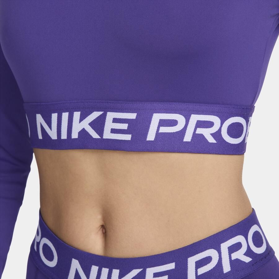 Nike Pro Dri-FIT korte top met lange mouwen voor dames Paars - Foto 2