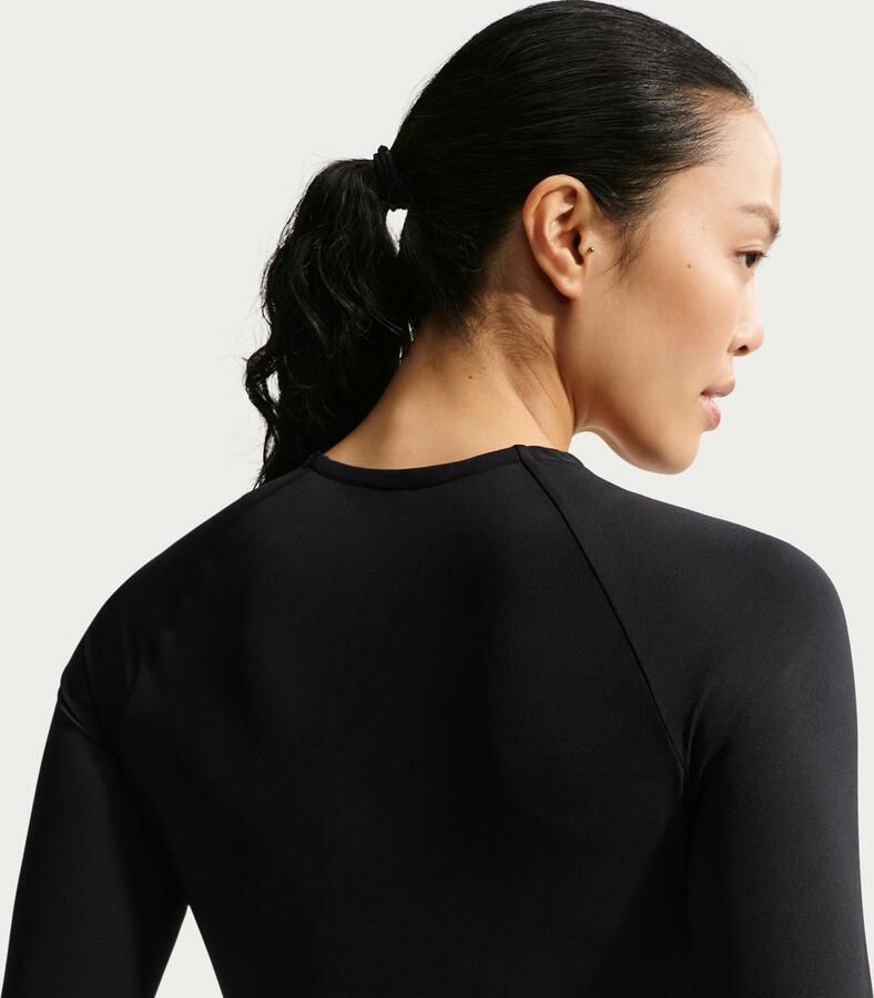 Nike Pro Dri-FIT korte top met lange mouwen voor dames Zwart - Foto 7