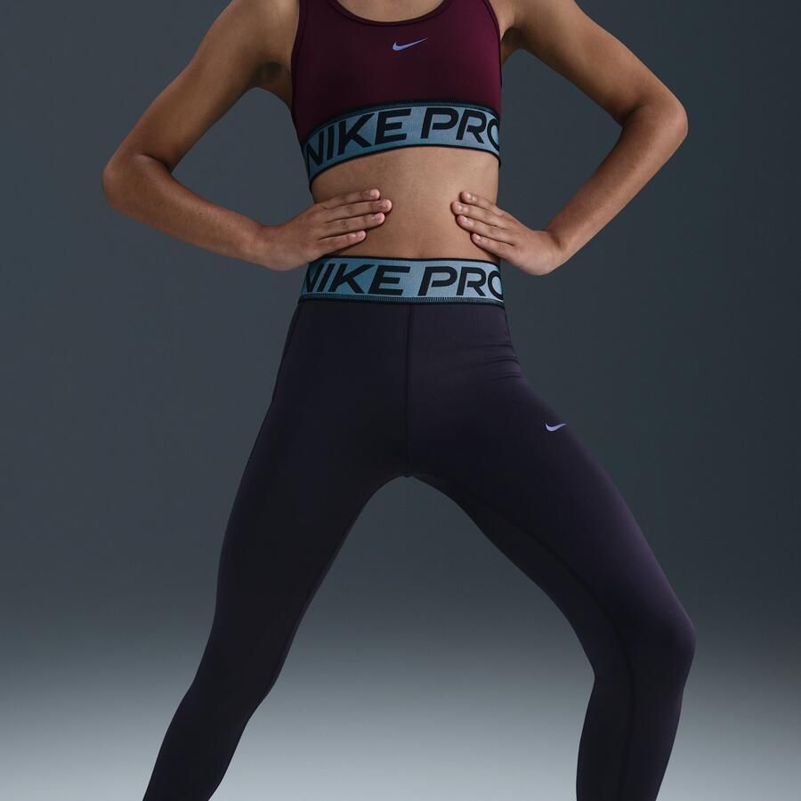 Nike Pro Dri-FIT legging met glanzende accenten voor meisjes Paars