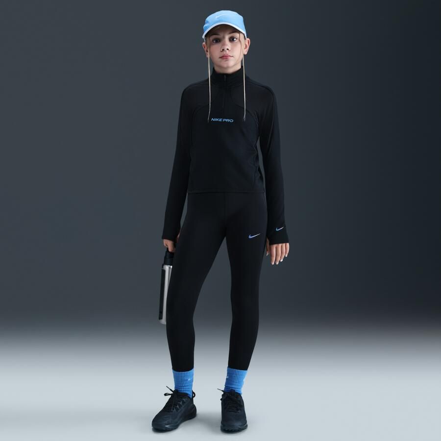 Nike Pro Dri-FIT legging met glanzende accenten voor meisjes Zwart - Foto 4