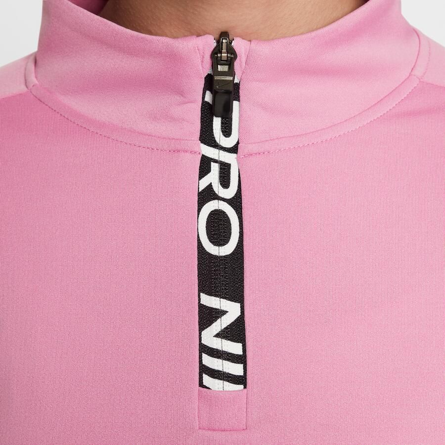 Nike Pro Dri-FIT meisjestop met lange mouwen en halflange rits Roze - Foto 3