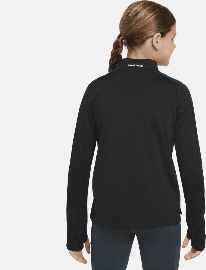 Nike Pro Dri-FIT meisjestop met lange mouwen en halflange rits Zwart - Foto 4
