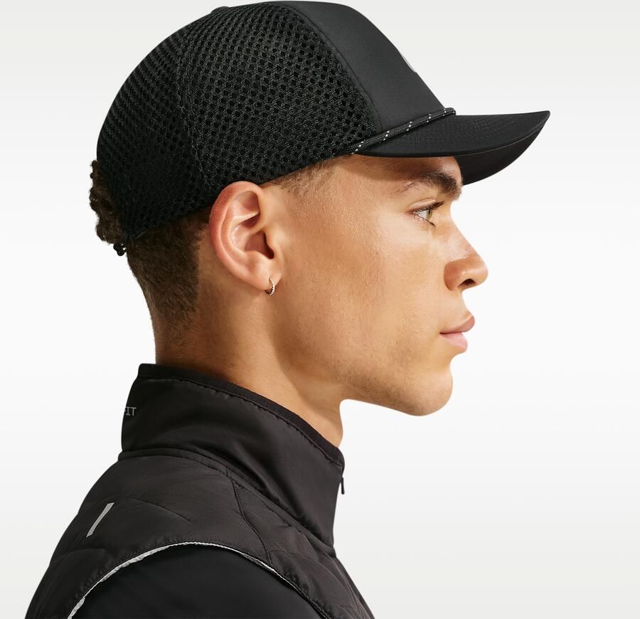 Nike Pro Dri-FIT ongestructureerde Swoosh Run pet Zwart - Foto 2