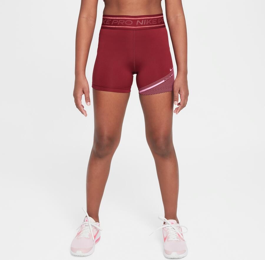 Nike Pro Dri-FIT shorts voor meisjes (8 cm) Rood - Foto 3