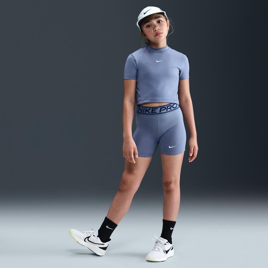 Nike Pro Dri-FIT shorts voor meisjes (8 cm) Blauw - Foto 4