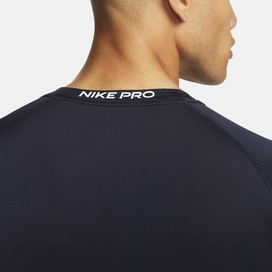 Nike Pro Dri-FIT strakke fitnesstop met lange mouwen voor heren Blauw