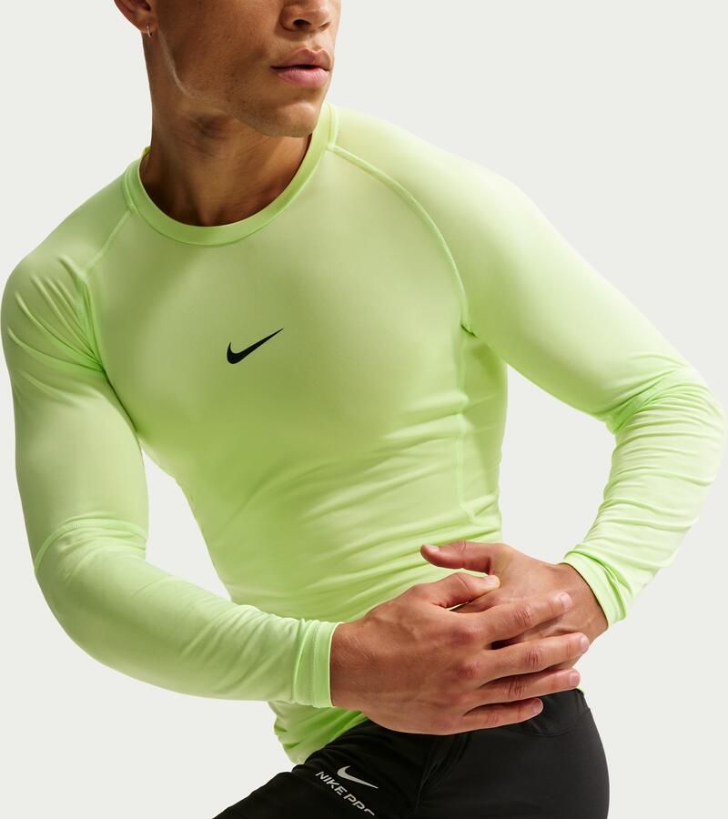 Nike Pro Dri-FIT strakke fitnesstop met lange mouwen voor heren Groen - Foto 3
