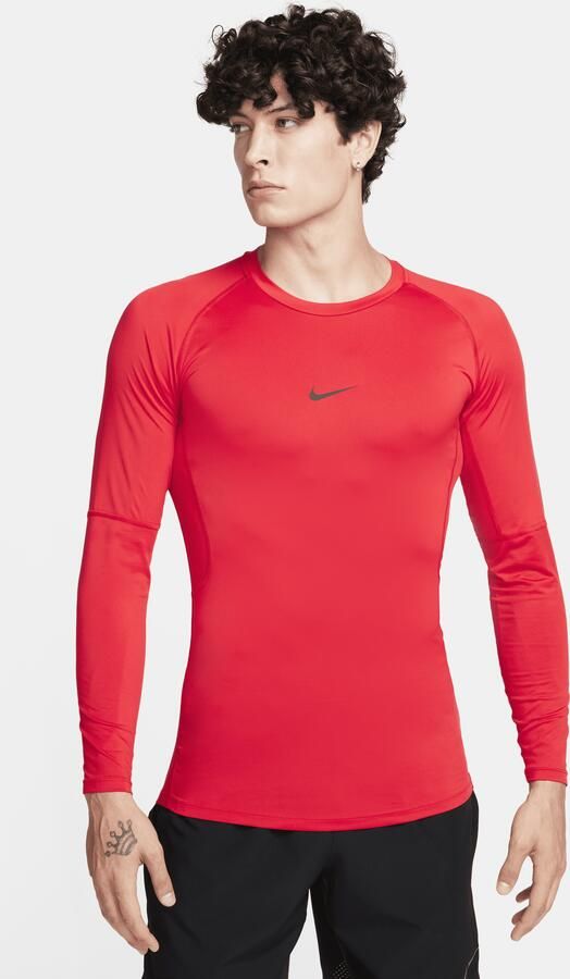 Nike Pro Dri-FIT strakke fitnesstop met lange mouwen voor heren Rood - Foto 3