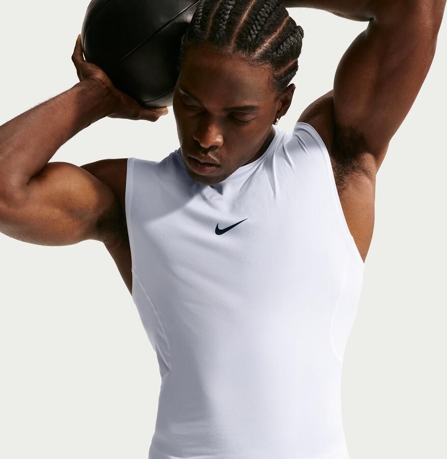 Nike Pro Dri-FIT strakke mouwloze fitnesstop voor heren Wit
