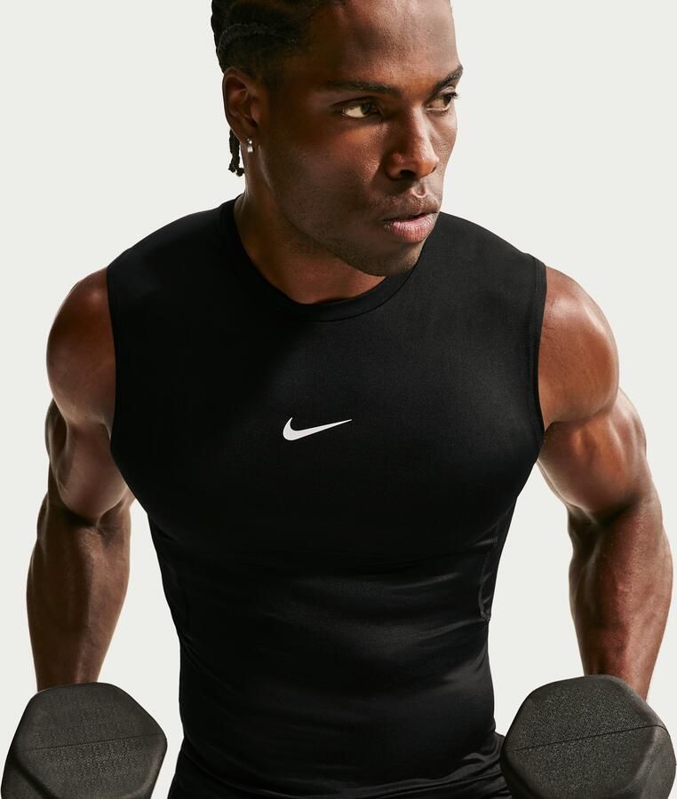 Nike Pro Dri-FIT strakke mouwloze fitnesstop voor heren Zwart