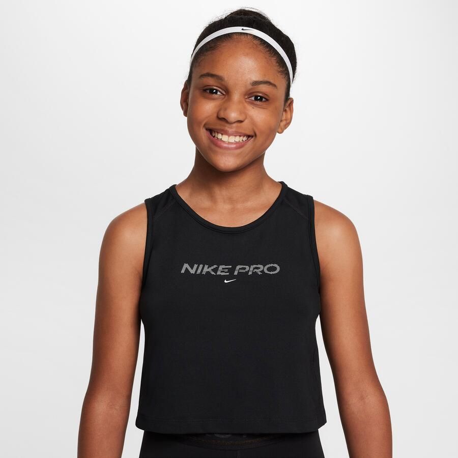 Nike Pro Dri-FIT tanktop voor meisjes Zwart - Foto 4