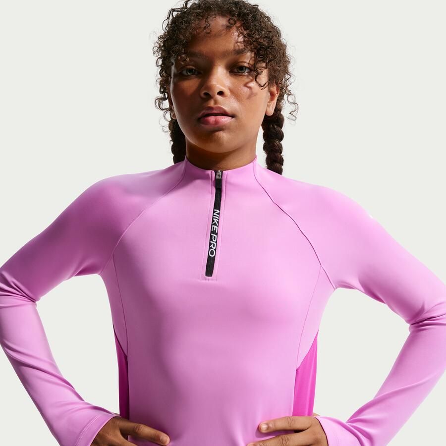 Nike Pro Dri-FIT top met halflange ritssluiting voor meisjes Paars - Foto 4
