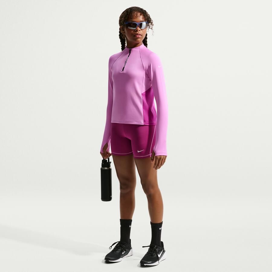 Nike Pro Dri-FIT top met halflange ritssluiting voor meisjes Paars