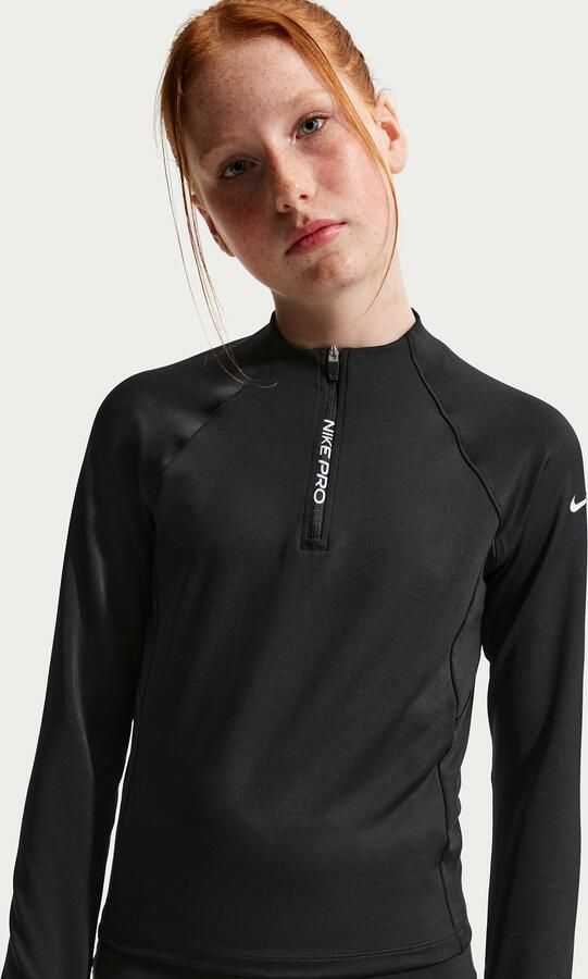Nike Pro Dri-FIT top met halflange ritssluiting voor meisjes Zwart - Foto 4