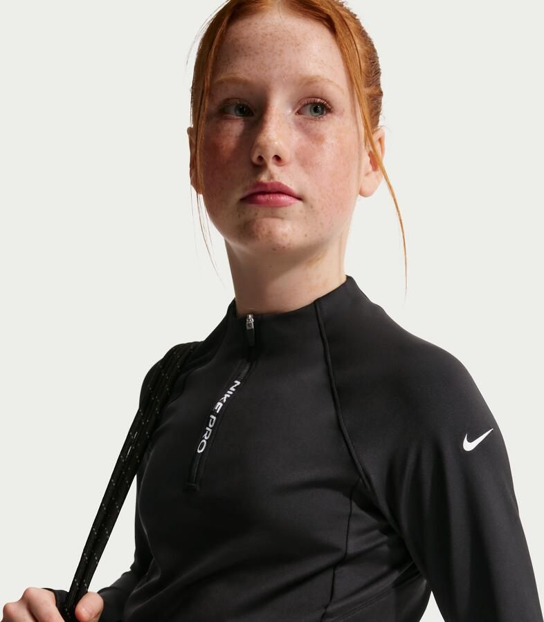 Nike Pro Dri-FIT top met halflange ritssluiting voor meisjes Zwart - Foto 2
