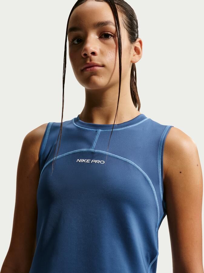 Nike Pro Dri-FIT top voor kids Blauw - Foto 4