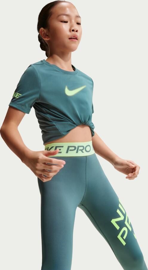 Nike Pro Dri-FIT trainingstop met korte mouwen voor meisjes Grijs - Foto 2
