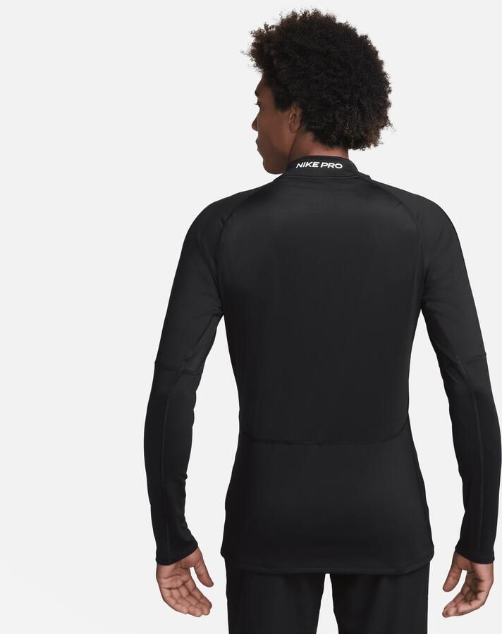 Nike Pro Dri-FIT warme fitnesstop met opstaande kraag en lange mouwen voor heren Zwart - Foto 4
