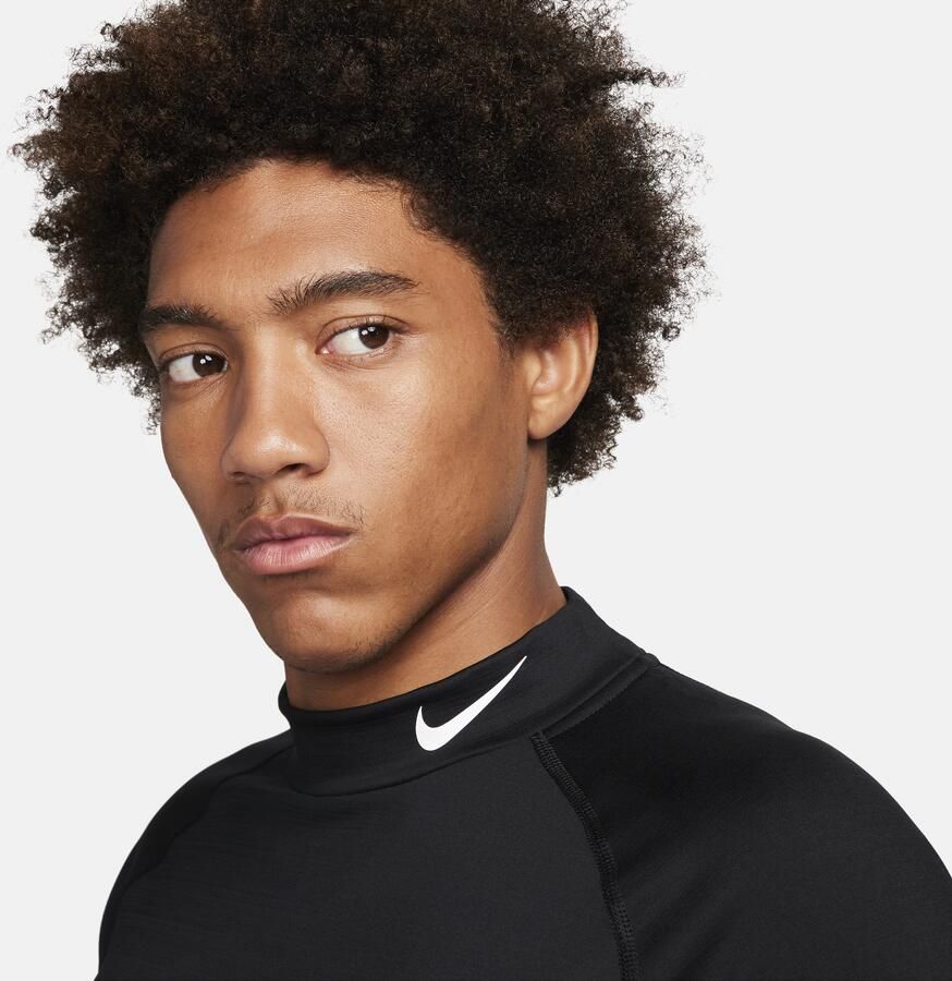 Nike Pro Dri-FIT warme fitnesstop met opstaande kraag en lange mouwen voor heren Zwart - Foto 2