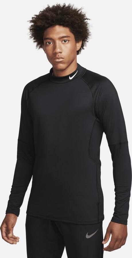 Nike Pro Dri-FIT warme fitnesstop met opstaande kraag en lange mouwen voor heren Zwart - Foto 3