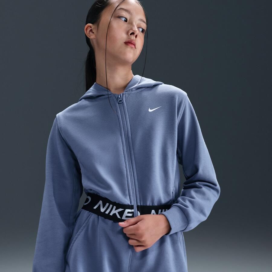 Nike Pro Fleece Dri-FIT hoodie met rits over de hele lengte voor meisjes Blauw - Foto 4
