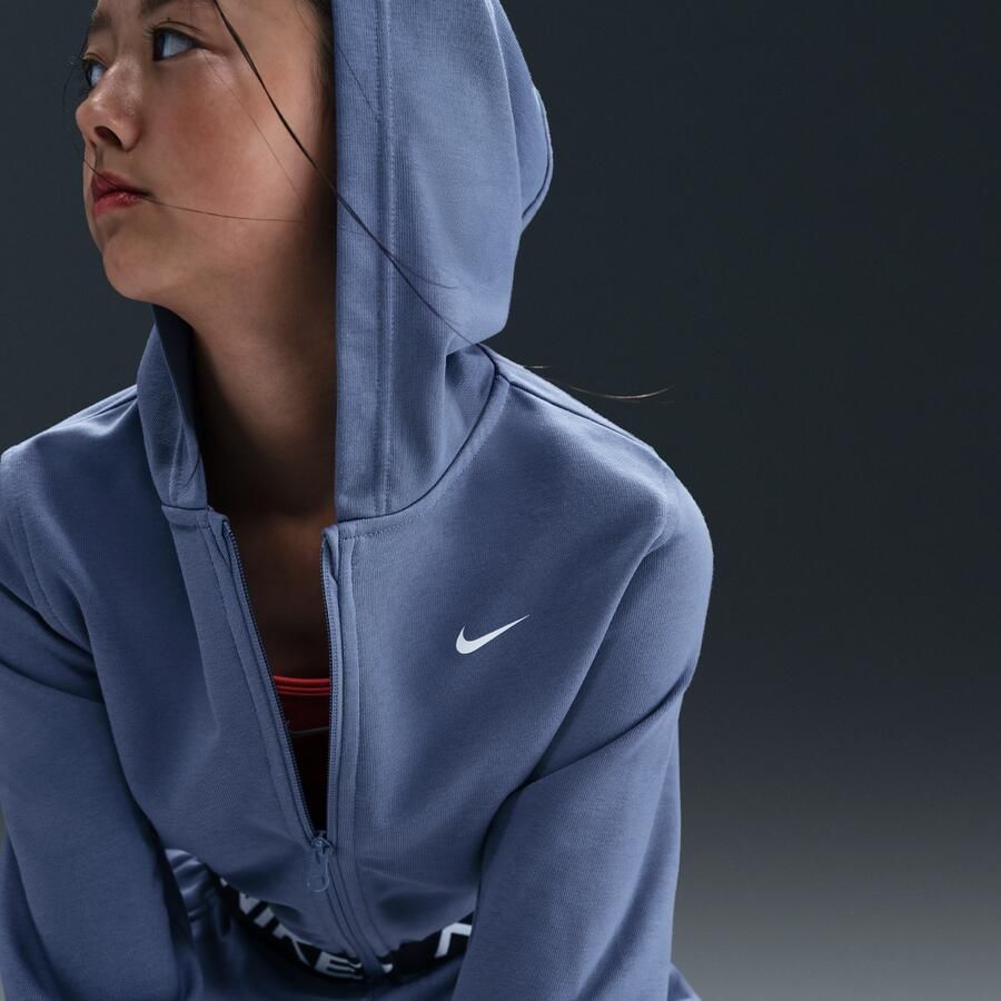 Nike Pro Fleece Dri-FIT hoodie met rits over de hele lengte voor meisjes Blauw - Foto 2