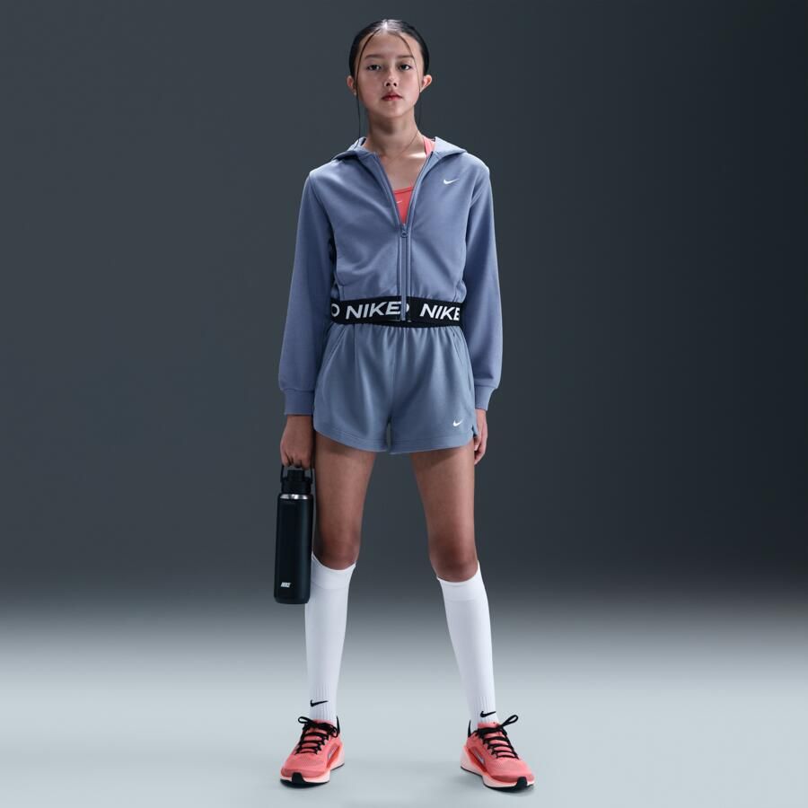 Nike Pro Fleece Dri-FIT hoodie met rits over de hele lengte voor meisjes Blauw - Foto 3