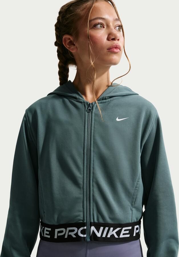 Nike Pro Fleece Dri-FIT hoodie met rits over de hele lengte voor meisjes Grijs - Foto 4