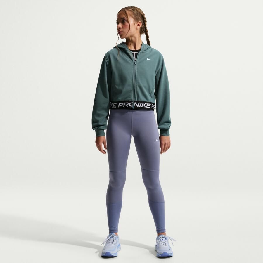 Nike Pro Fleece Dri-FIT hoodie met rits over de hele lengte voor meisjes Grijs - Foto 2