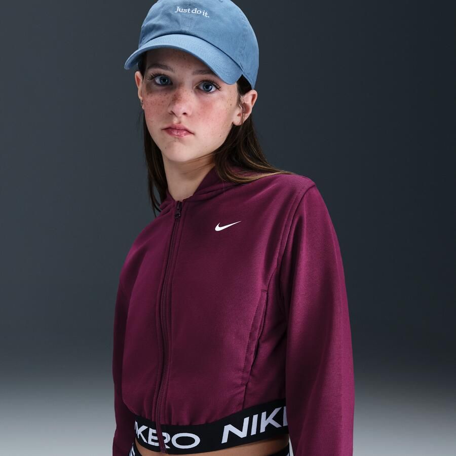Nike Pro Fleece Dri-FIT hoodie met rits over de hele lengte voor meisjes Rood - Foto 4
