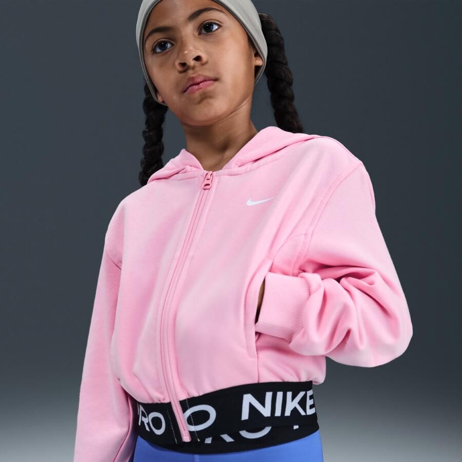Nike Pro Fleece Dri-FIT hoodie met rits over de hele lengte voor meisjes Roze - Foto 4