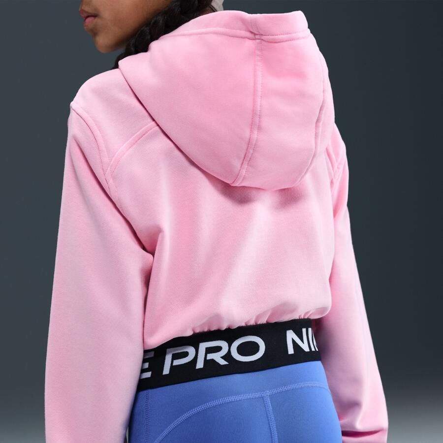 Nike Pro Fleece Dri-FIT hoodie met rits over de hele lengte voor meisjes Roze