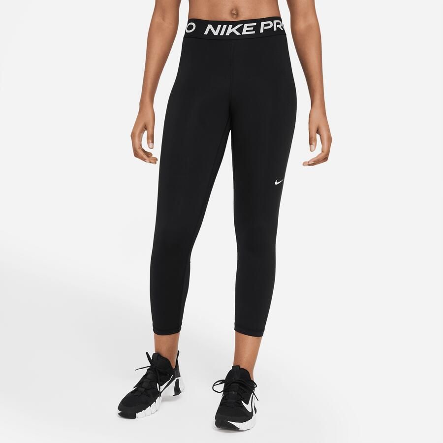 Nike Pro korte legging met vlakken van mesh en halfhoge taille voor dames Zwart - Foto 3