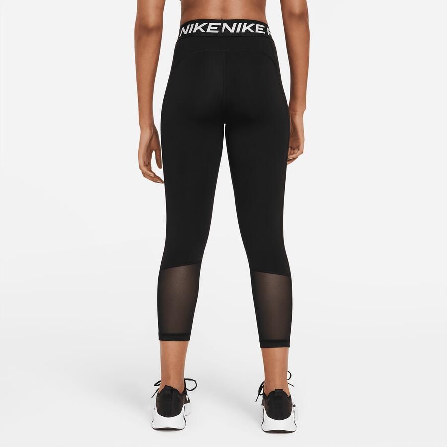 Nike Pro korte legging met vlakken van mesh en halfhoge taille voor dames Zwart - Foto 4