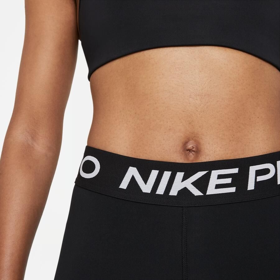 Nike Pro korte legging met vlakken van mesh en halfhoge taille voor dames Zwart - Foto 2