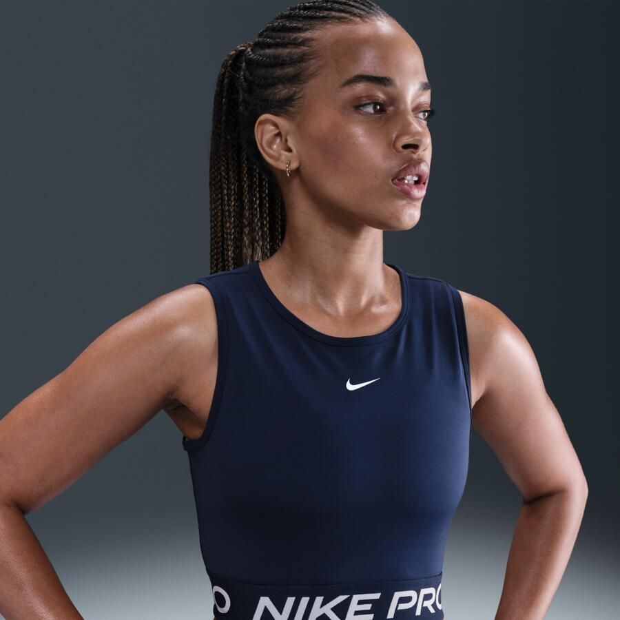 Nike Pro korte tanktop met Dri-FIT voor dames Blauw - Foto 4