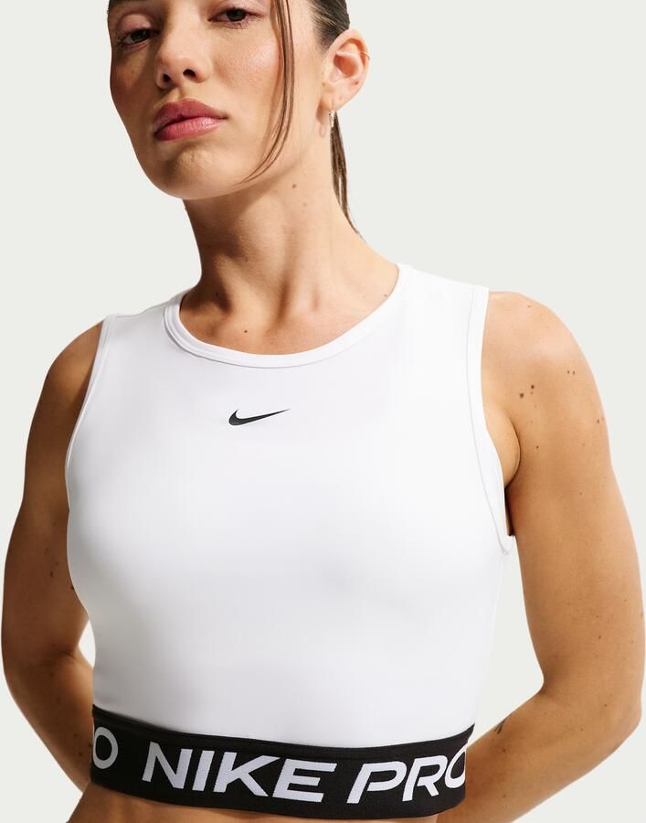 Nike Pro korte tanktop met Dri-FIT voor dames Wit