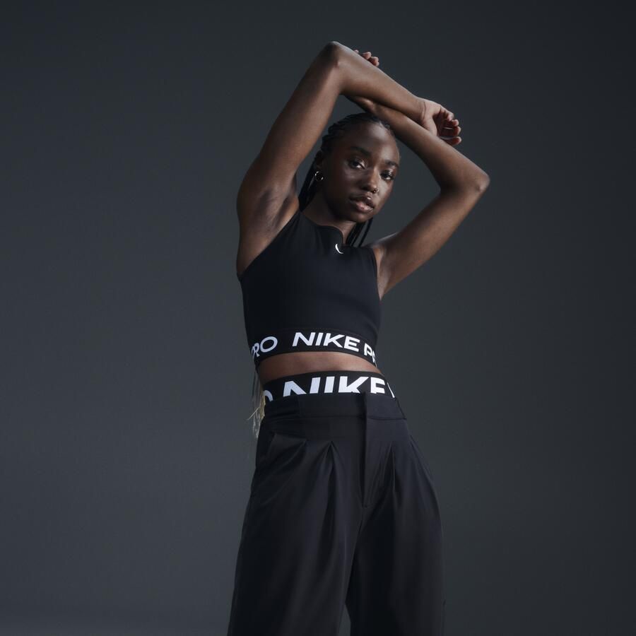 Nike Pro korte tanktop met Dri-FIT voor dames Zwart - Foto 4