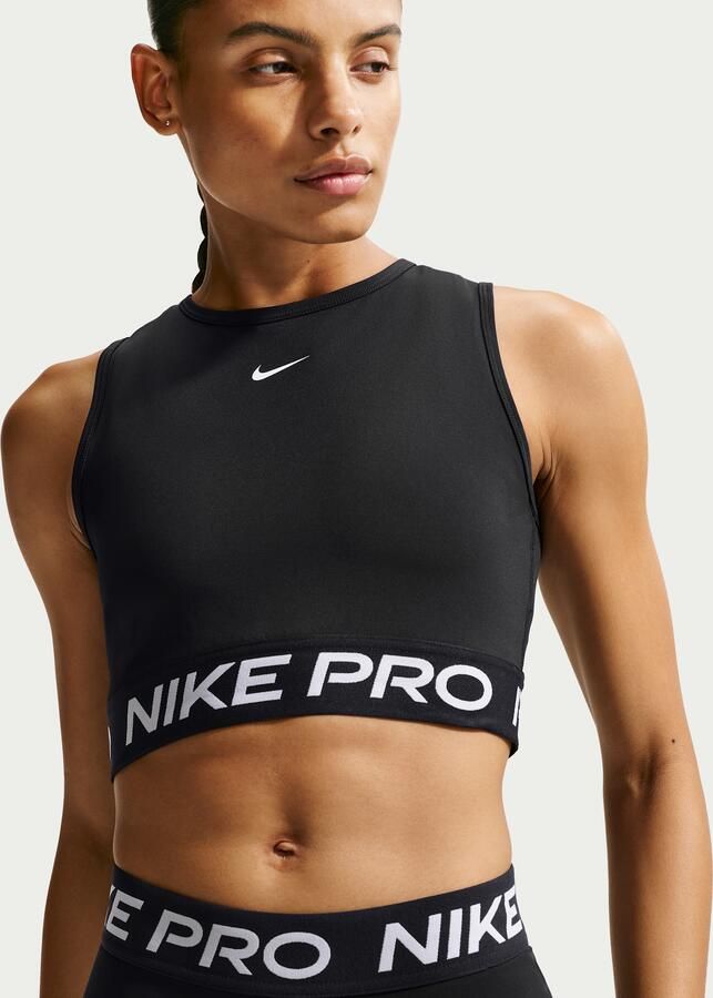Nike Pro korte tanktop met Dri-FIT voor dames Zwart - Foto 2