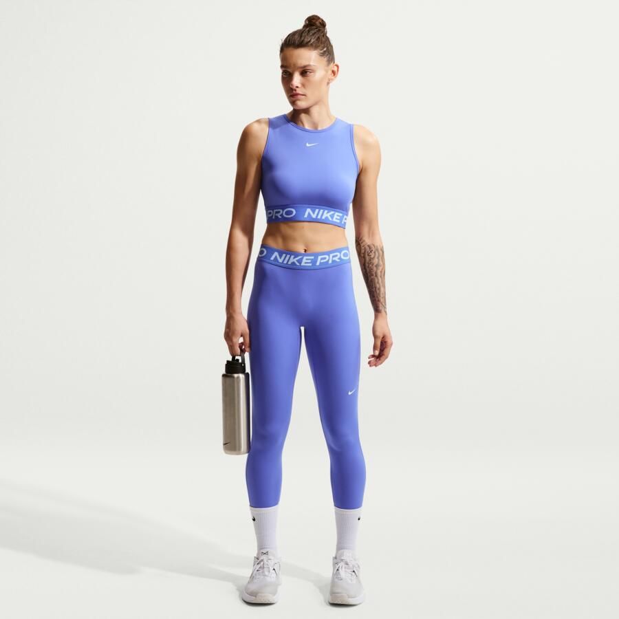 Nike Pro lange legging met halfhoge taille voor dames Blauw - Foto 4