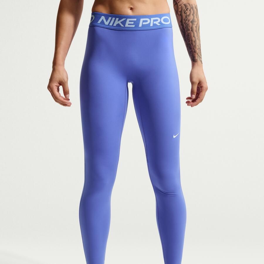 Nike Pro lange legging met halfhoge taille voor dames Blauw