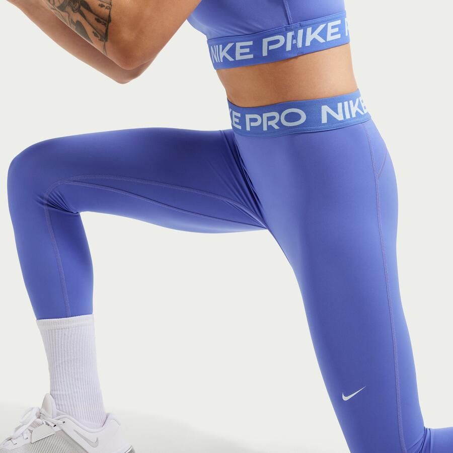 Nike Pro lange legging met halfhoge taille voor dames Blauw - Foto 3