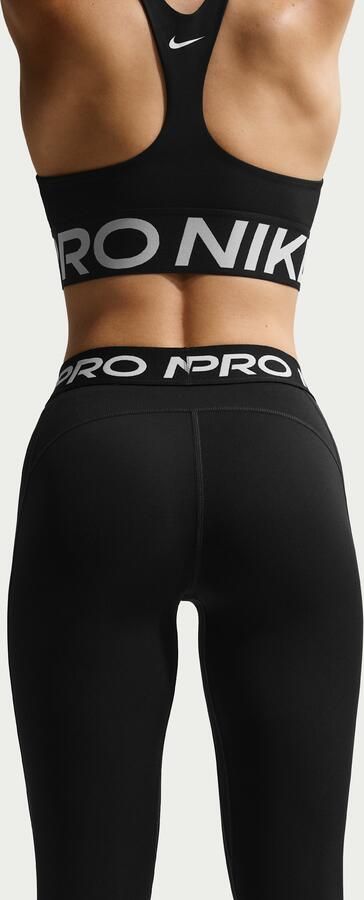 Nike Pro lange legging met halfhoge taille voor dames Zwart - Foto 5