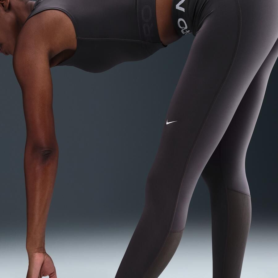 Nike Pro Legging met halfhoge taille en mesh vlakken voor dames Grijs - Foto 2