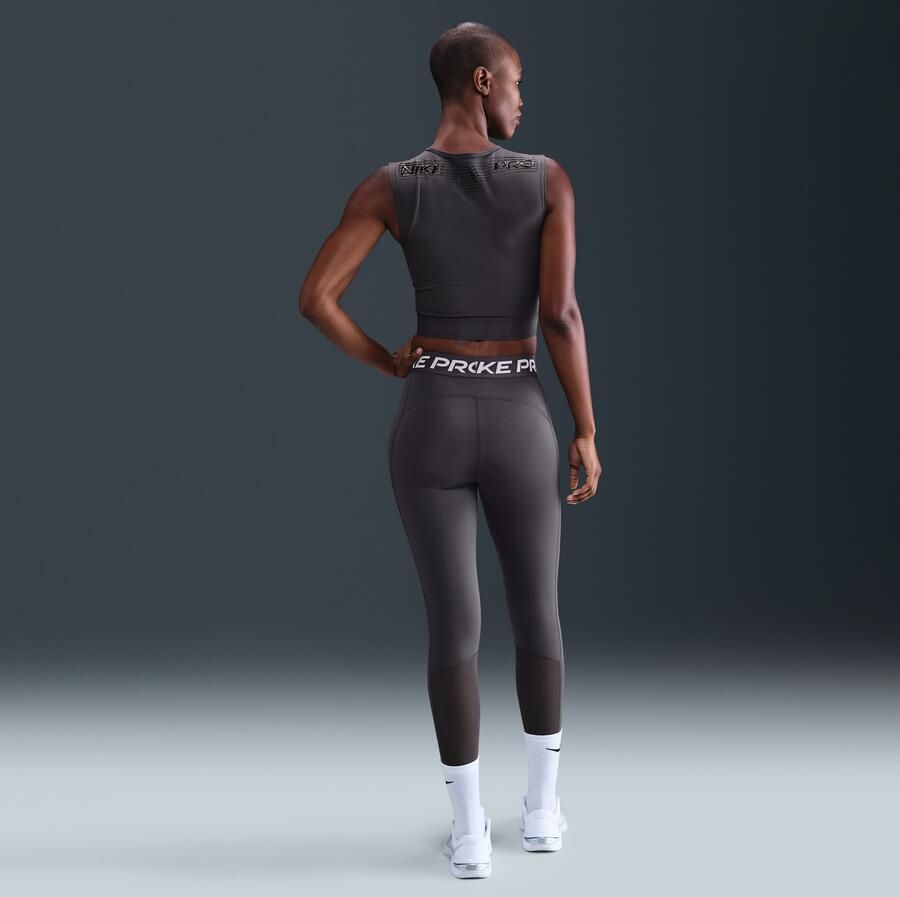 Nike Pro Legging met halfhoge taille en mesh vlakken voor dames Grijs - Foto 3