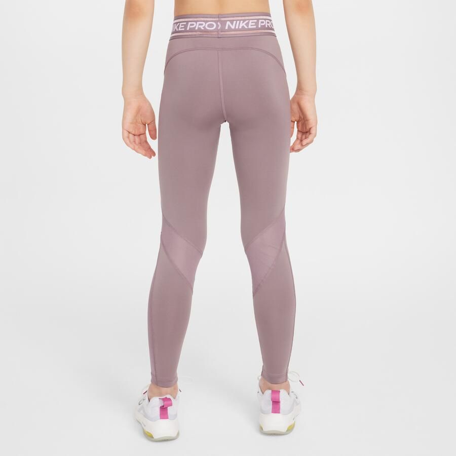 Nike Pro legging met halfhoge taille voor meisjes Roze