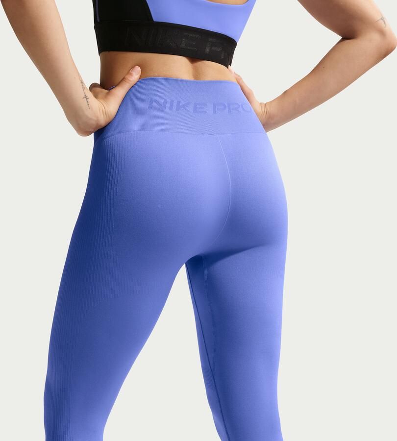 Nike Pro naadloze 7 8-legging met hoge taille voor dames Blauw - Foto 3